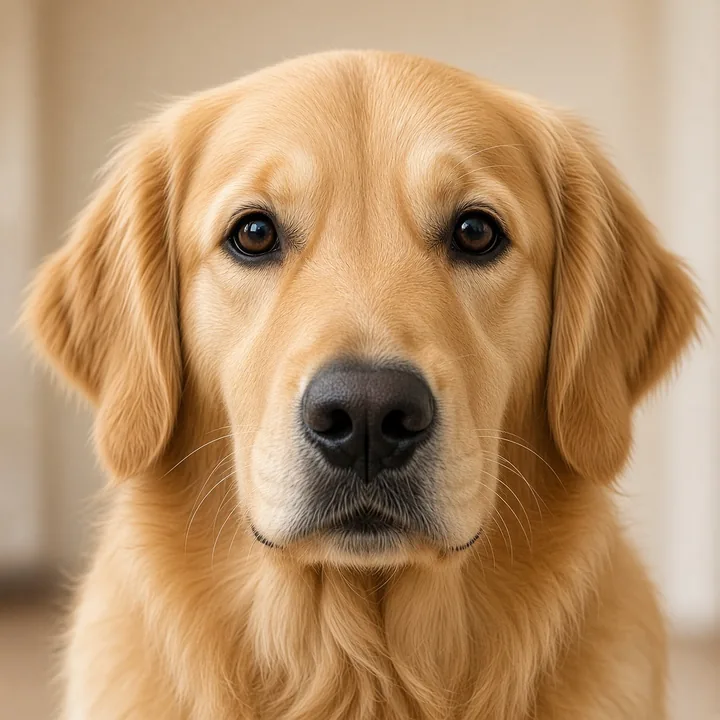 Golden retriever before dog santa costume AI look